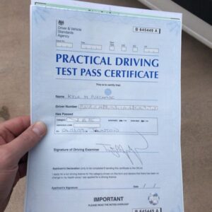 Practical driving passed certificate